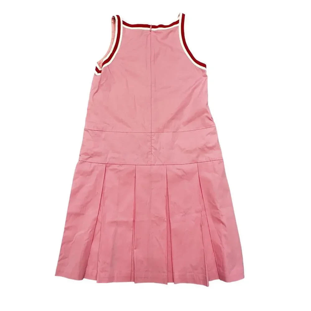 Gucci Girls Pink Pleated Cotton Poplin Dress Sleeveless Size 12Y Italy